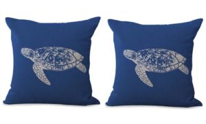 set of 2 sea life coastal turtle cushion cover