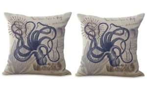 set of 2 sailing coastal octopus cushion cover