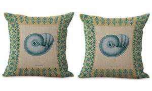 set of 2 vintage seashell marine ocean cushion cover