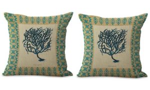 set of 2 coral reef seaside beach cushion cover