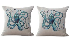 set of 2 octopus marine creature cushion cover