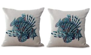 set of 2 coastal marine fish cushion cover