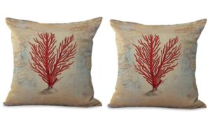 set of 2 coral reef seaside beach world map cushion cover
