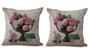 set of 2 vase vintage flower cushion cover