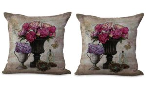 set of 2 vase vintage flower cushion cover
