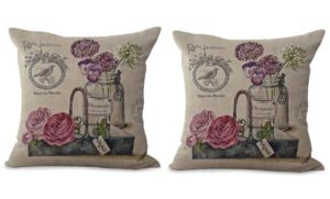 set of 2 vintage European garden flower cushion cover