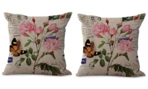 set of 2 retro buttterfly flower cushion cover