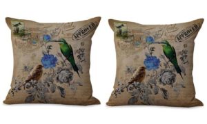 set of 2 retro bird flower cushion cover