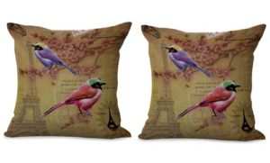 set of 2 retro bird flower cushion cover