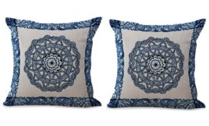 set of 2 bohemian mandala yoga meditation cushion cover