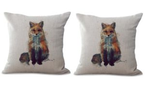 set of 2 fox animal cushion cover