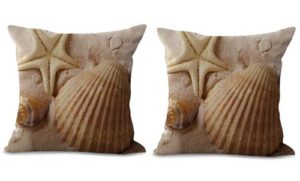 set of 2 beach seaside scenery shells starfishes cushion cover