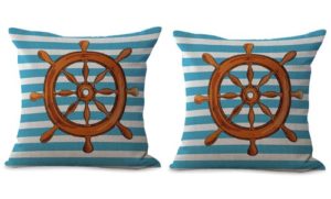set of 2 helm ship wheel sailing cushion cover