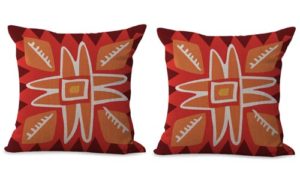 set of 2 orange red geometric cushion cover