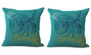 set of 2 marine nautical lobster shell cushion cover