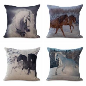 Set of 4 cushion covers equine horse equestrian We will randomly choose various designs shown on the pictures. Pillow case only, insert is not included.