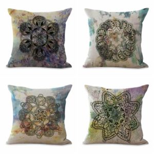 Set of 4 cushion covers unity harmony mandala We will randomly choose various designs shown on the pictures. Pillow case only, insert is not included.