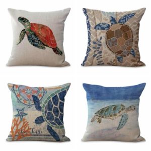 cushion covers fish seahorse crab octopus turtle We will randomly choose various designs shown on the pictures. Pillow case only, insert is not included.