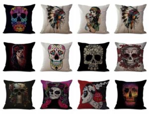 wholesale cushion covers Day of the Dead sugar skull We will randomly choose various designs shown on the pictures.Pillow case only, insert is not included.