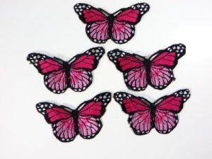 pink butterfly cloth embroidered patches