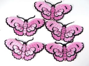 pink butterfly cloth embroidered patches