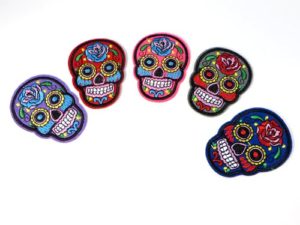 9pcs wholesale sugar skull iron on embroidered patches