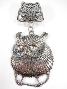 owl pendant slide set Jewelry findings for DIY scarves with jewelry / necklace scarf accessory Each set include one pendant and one slide tube (connected together by a jump ring) with antique silver finishing.