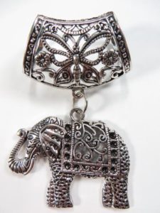 good luck elephant pendant slide set Jewelry findings for DIY scarves with jewelry / necklace scarf accessory Each set include one pendant and one slide tube (connected together by a jump ring) with antique silver finishing.