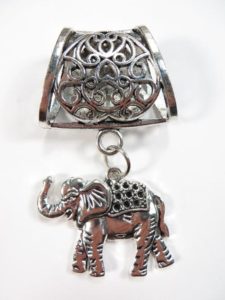 good luck elephant pendant slide set Jewelry findings for DIY scarves with jewelry / necklace scarf accessory Each set include one pendant and one slide tube (connected together by a jump ring) with antique silver finishing.