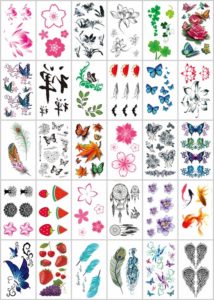 feather flower butterfly temporary tattoo
