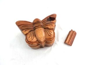 butterfly wooden puzzle trinket box jewelry box with secret compartment and hidden openings Handmade in Bali, Indonesia.