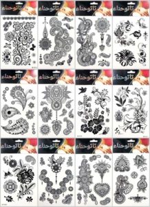 black lace boho temporary tattoo Our warehouse staffs will randomly choose assorted designs shown on the pictures Sexy and cool designs such as bohemian floral, retro vintage paisley, and more.