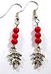 earring product with imitation coral beads and Bali silver plated beads at wholesale discount prices