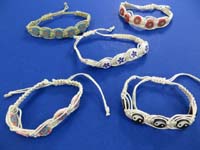 assorted design handmade jewelry fimo disk beads hemp string macrame bracelet wristband