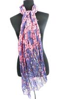 paisley design crinkle half seethough scarf shawl 