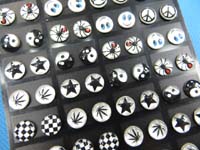 stainless-steelLogo Ear Stud Earring, Mainly Black and White Color