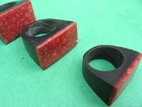 Bali resin and red coral rings