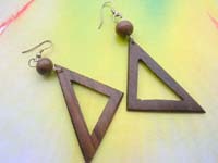 wooden French hook earring triangle
