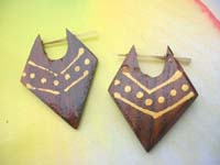 Tribal Wood Earrings Arrowhead With Painting