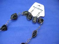 wired genuine dark gemstone earring and necklace set