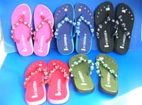 Handmade bali seashell flower flip flop