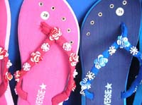 Handmade bali seashell flower flip flop