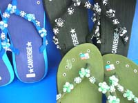 Handmade bali seashell flower flip flop