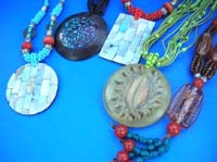 Tile seashell and seed seashell necklace