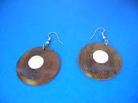 French hook Shiva's eye seashell wooden earring
