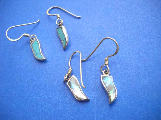 Paper chips mother of seashell bronze earring Earring Stone: seashell, blue or green turquoise, wholesale jewellery