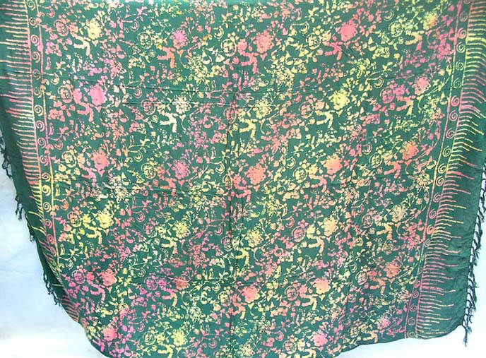 Bali double process sarong floral black, Wholesale beachwear