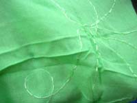 green plain sarong with embroidery