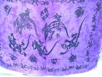 beachwear purple sarong with tribal gecko tattoo 