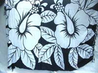 black and whtie Hawaiian long sarong with large hibiscus flowers